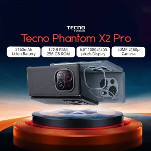 Tecno Phantom X2 Pro smartphone with key specifications highlighted