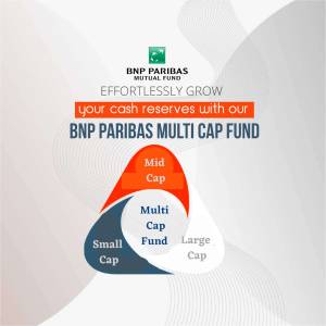 BNP Paribas Mutual Fund advertisement showcasing Multi Cap Fund investment options.