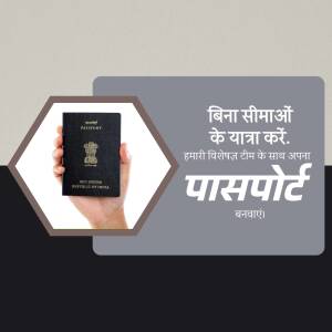 Image of a passport being held with text promoting travel assistance.