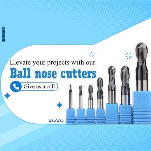 Assortment of ball nose cutters with a call to action