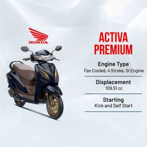 Honda Activa Premium scooter in blue color with specifications