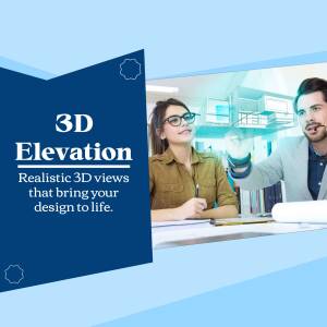 Image showcasing 3D elevation services with professionals discussing a design.