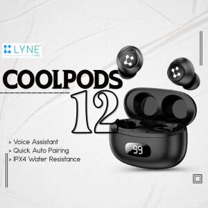Black Lyne Coolpods 12 wireless earbuds with charging case