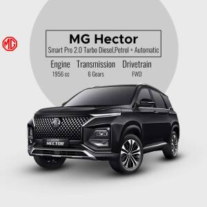 Black MG Hector Smart Pro 2.0 Turbo Diesel car front view