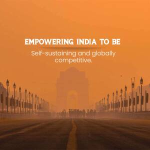 India Gate with text 'Empowering India to be Self-sustaining and globally competitive'