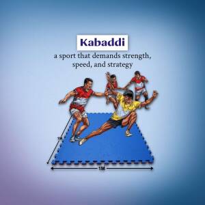 Illustration of Kabaddi players in action on a blue mat