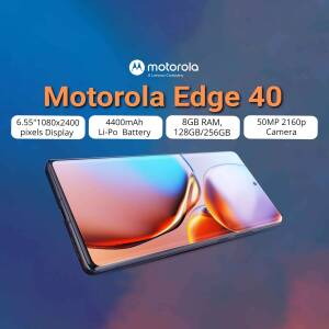 Motorola Edge 40 smartphone with key specifications highlighted