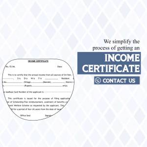 Image of an income certificate form with contact information.