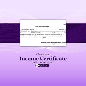 Image of an Income Certificate form with a promotional text.