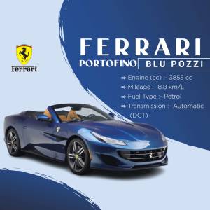 Blue Ferrari Portofino with specifications details