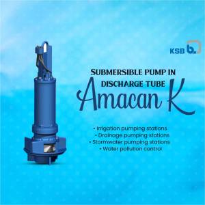 Blue KSB Amacan K submersible pump in a discharge tube