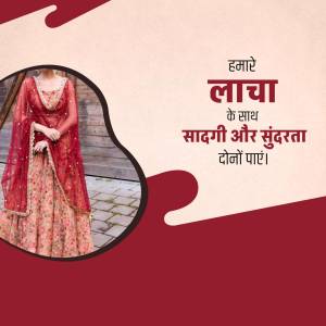 A woman wearing a beautiful red and gold floral lehenga choli with a dupatta.