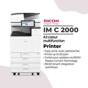 Ricoh IM C 2000 A3 colour multifunction printer with control panel and paper tray