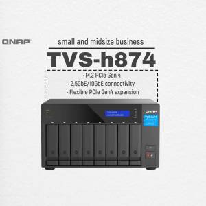 QNAP TVS-h874 8-bay NAS server with M.2 PCIe Gen4 connectivity