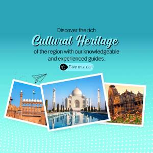 Collage of famous Indian monuments with text 'Discover the rich Cultural Heritage'