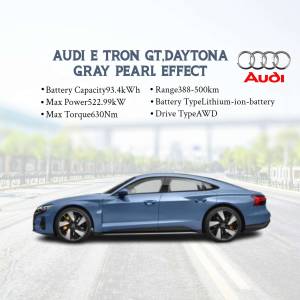 Audi e-tron GT Daytona Gray Pearl Effect electric car side view