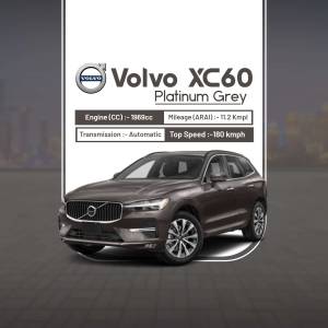 Volvo XC60 Platinum Grey SUV with key specifications