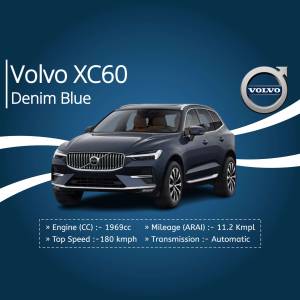 Blue Volvo XC60 SUV with specifications