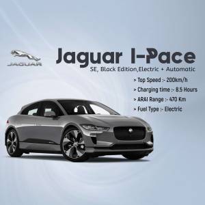 Silver Jaguar I-Pace electric car with specifications