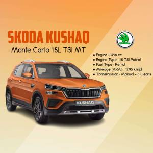 Orange Skoda Kushaq Monte Carlo 1.5L TSI MT car advertisement