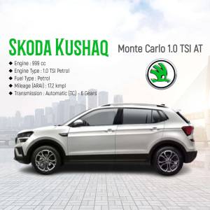Silver Skoda Kushaq Monte Carlo 1.0 TSI AT car side view