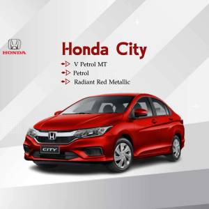 Red Honda City car advertisement