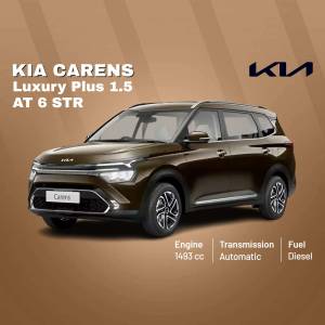Brown Kia Carens Luxury Plus 1.5 STR car with specifications