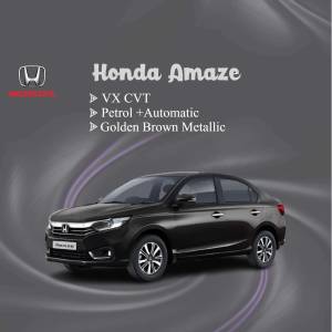 Black Honda Amaze VX CVT car with Golden Brown Metallic color