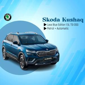 Skoda Kushaq Lava Blue Edition car advertisement