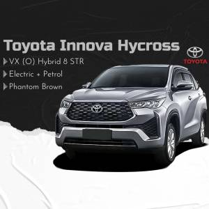 Silver Toyota Innova Hycross VX(O) Hybrid 8 STR car with Phantom Brown color option