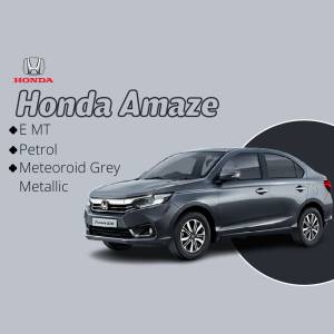 Side view of a grey Honda Amaze E MT Petrol car