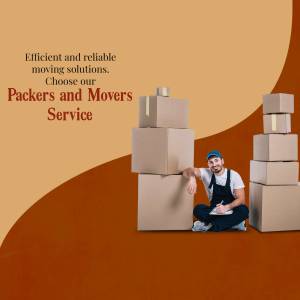 Man with moving boxes promoting packers and movers service