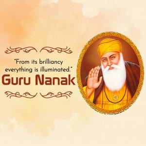 Portrait of Guru Nanak Dev Ji with a quote