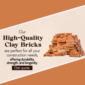 Stack of clay bricks with promotional text