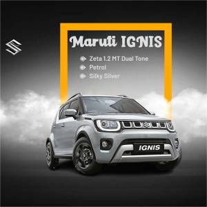 Silver Maruti Ignis car with dual tone color scheme