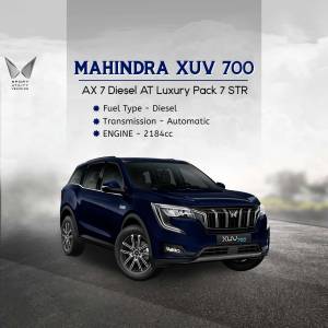 Dark blue Mahindra XUV700 AX 7 Diesel AT Luxury Pack 7 STR SUV