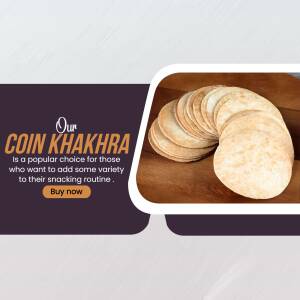 Stack of Coin Khakhra with promotional text