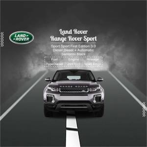 Front view of a black Land Rover Range Rover Sport on a highway