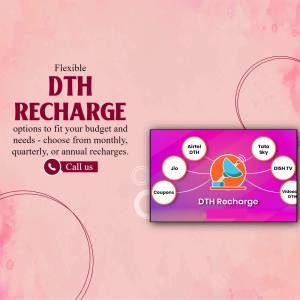 Image advertising flexible DTH recharge plans with options for monthly, quarterly, and annual payments.