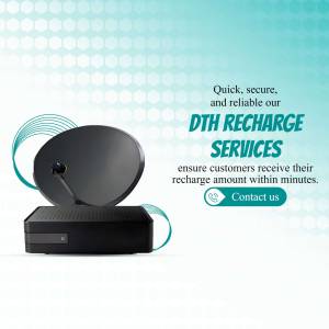 Image of a DTH satellite dish and set-top box promoting recharge services.
