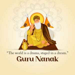 Illustration of Guru Nanak with a quote