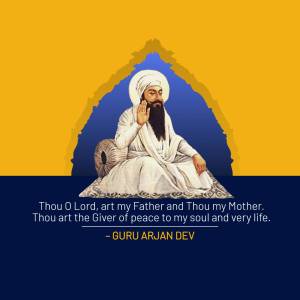 Portrait of Guru Arjan Dev Ji with a quote