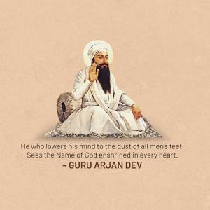 Portrait of Guru Arjan Dev Ji with a quote