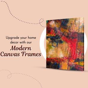 Abstract art canvas frame displayed in a room setting