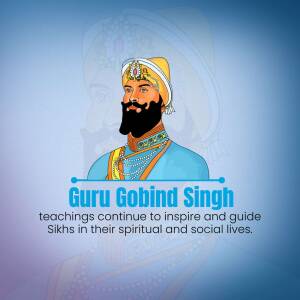 Portrait of Guru Gobind Singh with inspirational quote