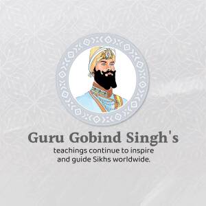 Portrait of Guru Gobind Singh Ji with text about his teachings