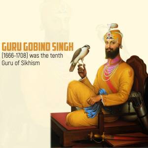 Portrait of Guru Gobind Singh with a falcon