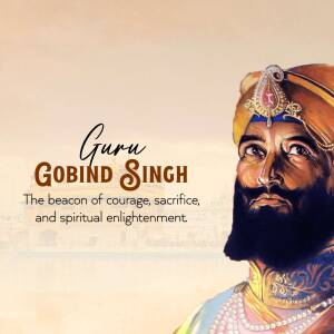 Portrait of Guru Gobind Singh, a revered Sikh Guru