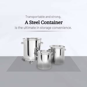 Three stainless steel containers on wheels for storage