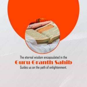 Open Guru Granth Sahib with text and orange background